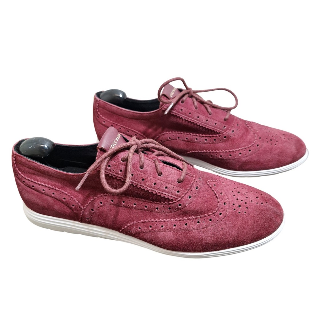 Cole Haan Grand.OS Signature Burgundy Suede Wingtip Oxford Sneakers Women's 8.5B